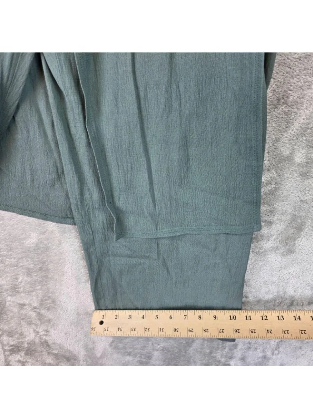 Zara Pants Womens L Green Crepe Straight Leg Wrap Tie Elastic Waist Relaxed